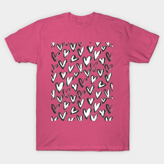 Black Hand Drawn Hearts | Anti-Valentines Day T-Shirt by DesignsbyZazz